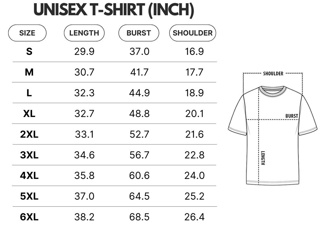 Unisex T-Shirt Size Chart